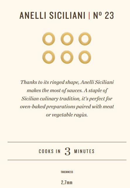 Rummo Anelli Siciliani Nr. 23 – Von Hand gefertigte sizilianische Pasta-Reifen, 500 g