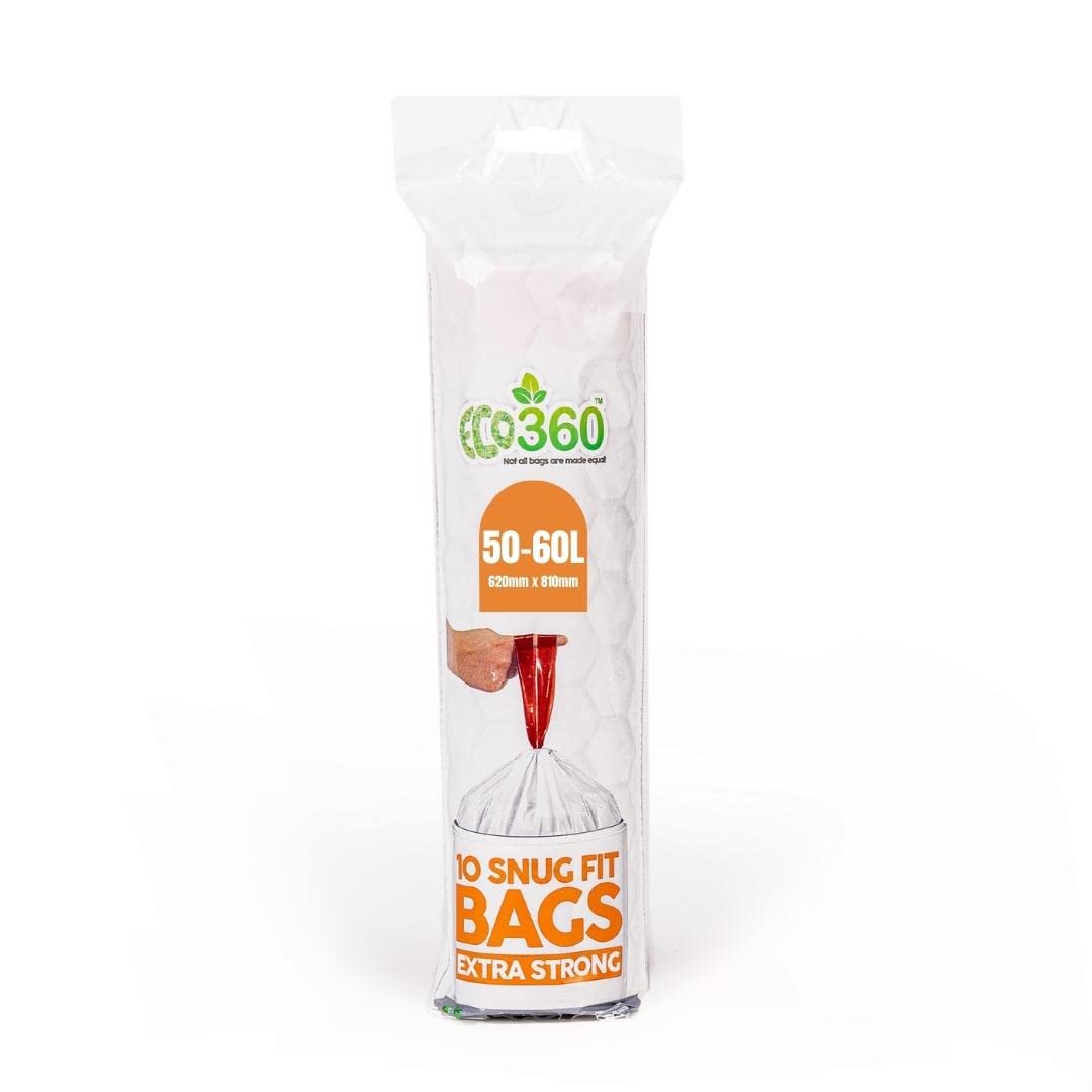 EcoBag Eco360 Extra starker Küchen-Müllbeutel mit Kordelzug, 60 l