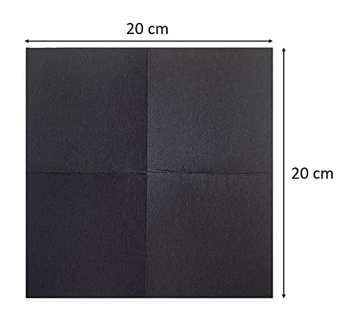 Morigami Saten Cocktail Schwarze Papierservietten 20x20 cm - 100er-Packung