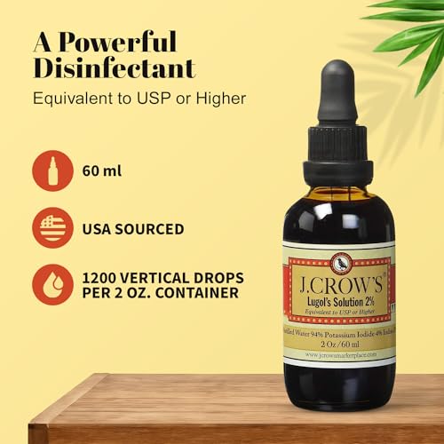 J.Crow's Lugolsche Jodlösung, 2 Unzen – Premium-Jodpräparat für Gesundheit und Wasserreinigung
