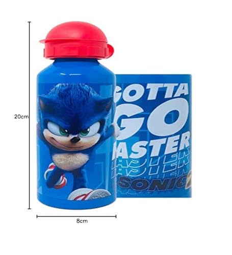 GIOVAS Sonic The Hedgehog Aluminium-Wasserflasche für Kinder, 520 ml