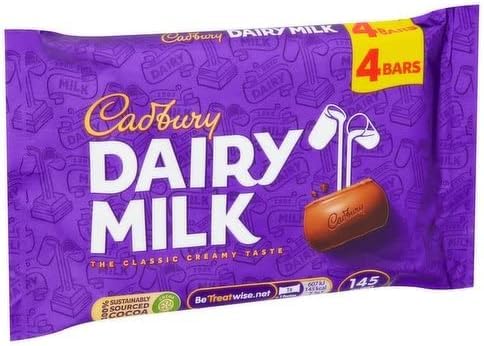 Cadbury – Dairy Milk Chocolate Bar Multipack, geschmeidige und cremige Milchschokolade, 108,8 g
