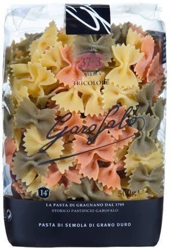 Garofalo Farfalle Tricolore, italienische getrocknete Nudeln mit Spinat und Tomaten – 500 g