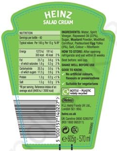 Heinz Salatcreme 570 ml - Würziges Dressing für Sandwiches & Wraps