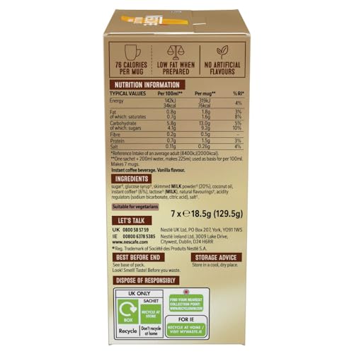 NESCAFÉ Vanilla Latte Instantkaffee 7 x 18,5 g Beutel