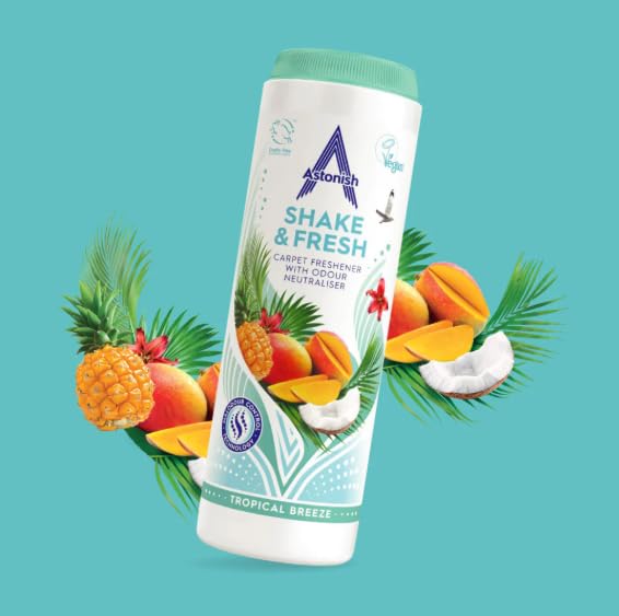 Astonish Shake & Fresh Teppicherfrischer – Geruchsentferner „Tropical Breeze“, 3er-Pack