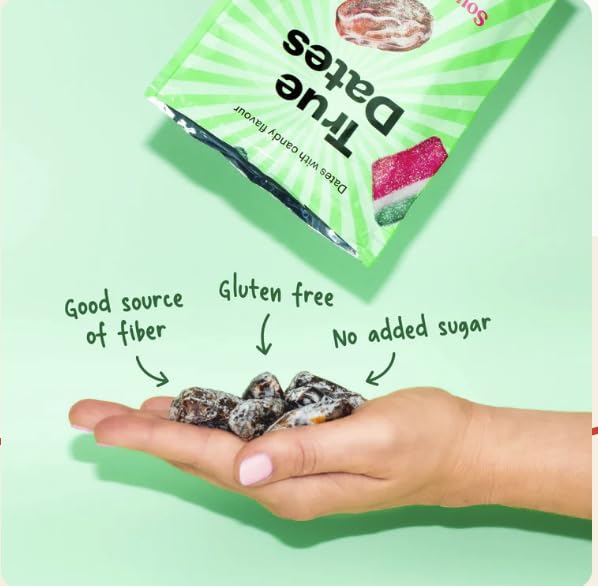 True Gum – Saure Wassermelone, echte Datteln | Natürlich aromatisierte, zuckerüberzogene Datteln | 100 g