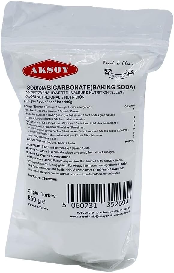 Aksoy – Reines Backsoda 850 g | Natriumbicarbonatpulver zum Backen, Reinigen und für den Hausgebrauch