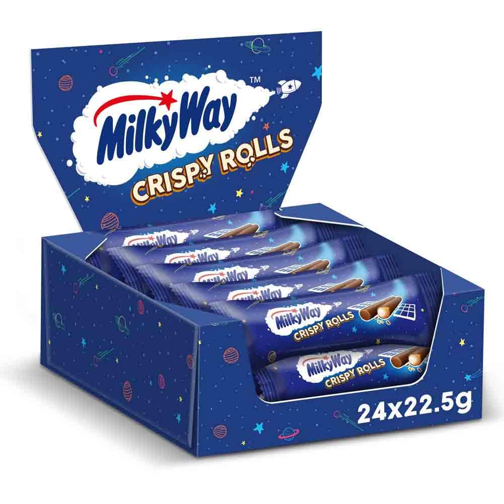 Milky Way Crispy Rolls, Milchschokoladen-Keks-Snackriegel, 24 x 22,5 g