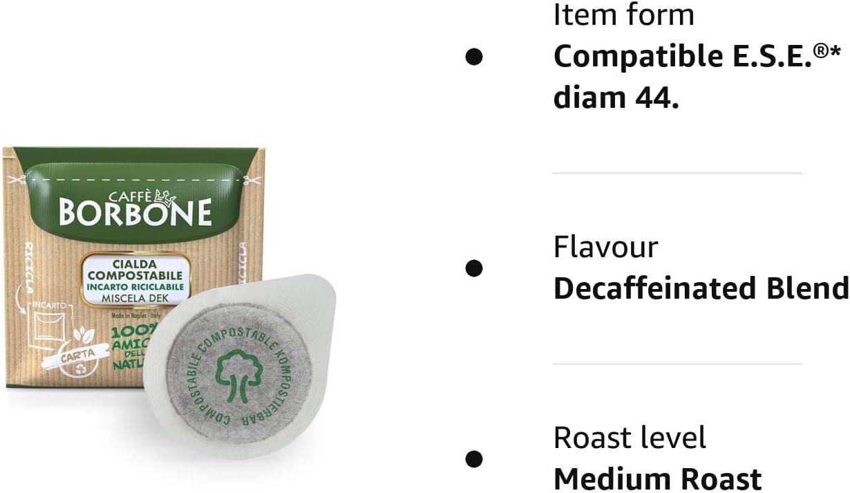 Caffè Borbone – entkoffeinierte kompostierbare Kaffeepads (150 Pads, ESE 44 mm)