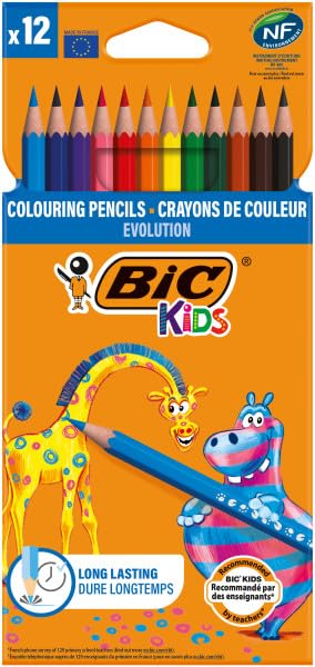 Bic Kids Evolution ECOlutions Buntstifte – Umweltfreundliches, langlebiges Design für Kinder ab 5 Jahren