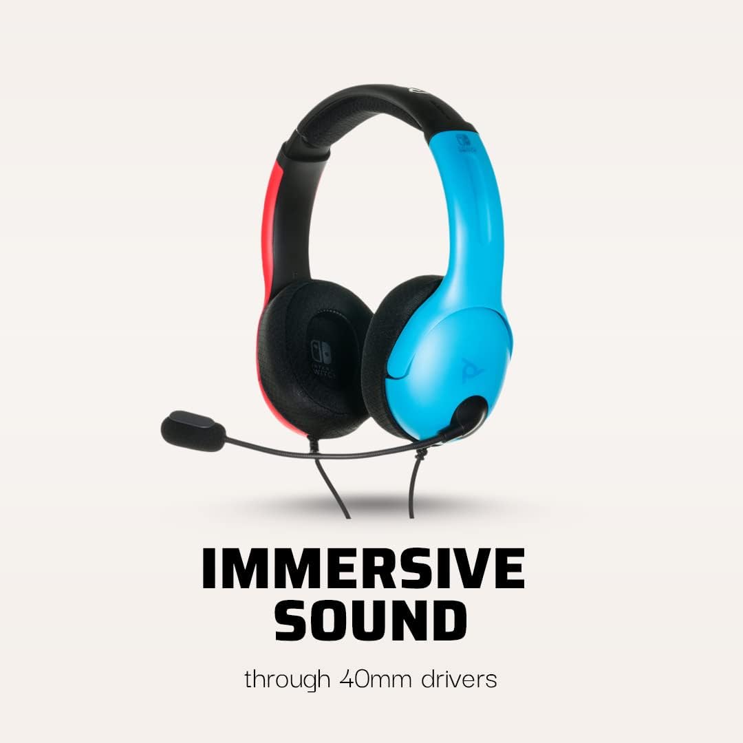PDP LVL40 Kabelgebundenes Stereo-Headset für Nintendo Switch – Joy-Con Blau/Rot
