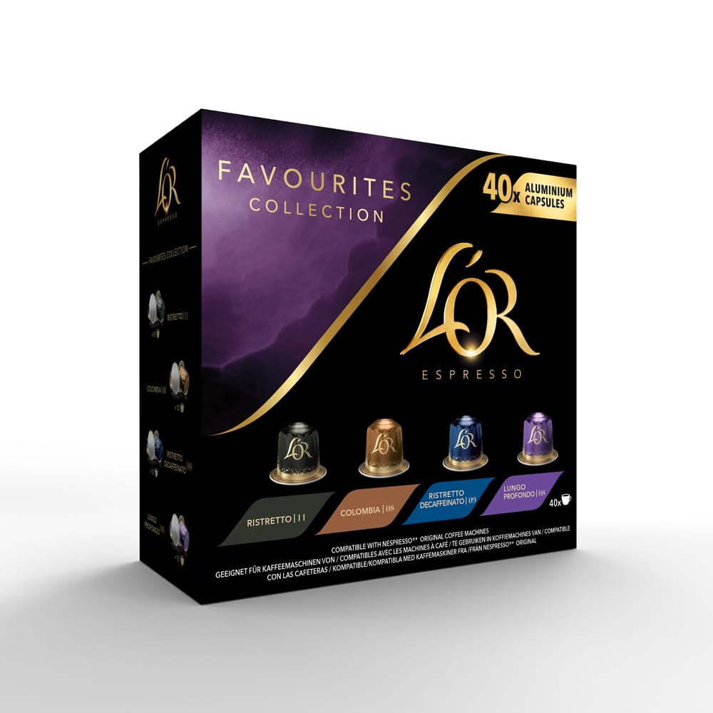 L'OR Espresso Favourites Variety Box – 40 recycelbare Kaffeepads für Nespresso®- und L'OR Barista-Maschinen