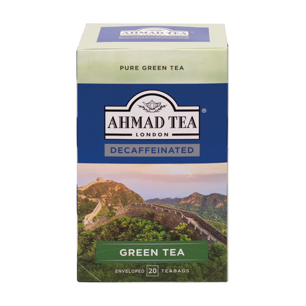 Ahmad Tea Entkoffeinierter Grüner Tee | 20 Teebeutel | Chinesischer Grüntee aus den Gelben Bergen