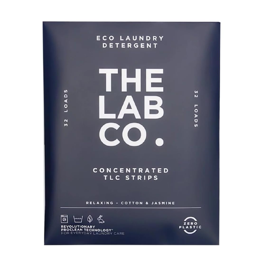 The Lab Co. – Waschmittelstreifen (32 Ladungen, Baumwolle, Lavendel, Jasmin)