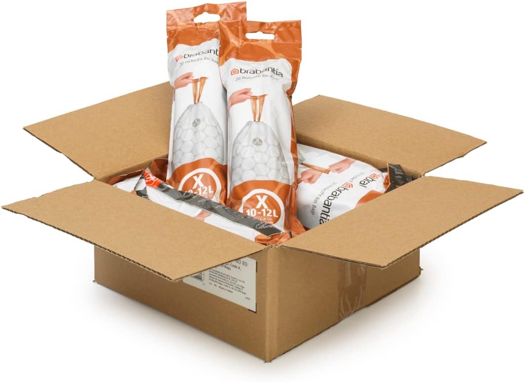 Brabantia PerfectFit Müllbeutel Multipack – Größe X (10–12 Liter) – Extra starker Kunststoff mit Bindeband