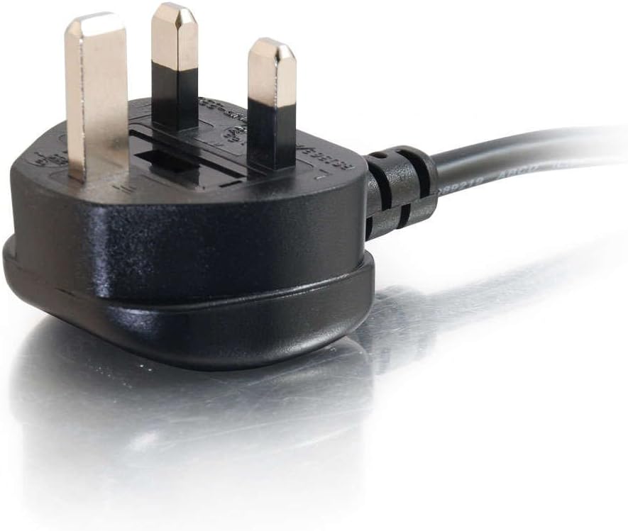 C2G 2 Meter 18 AWG 90-Grad-Stromkabel (IEC320C13R bis BS1363) rechtwinkliges Kesselkabel