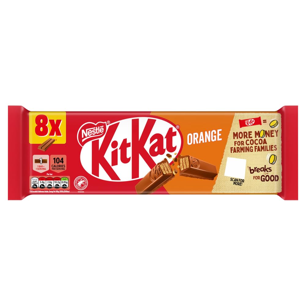 KitKat 2 Finger Orangen-Schokoladenkeksriegel – 8er-Pack (8 x 20,7 g)