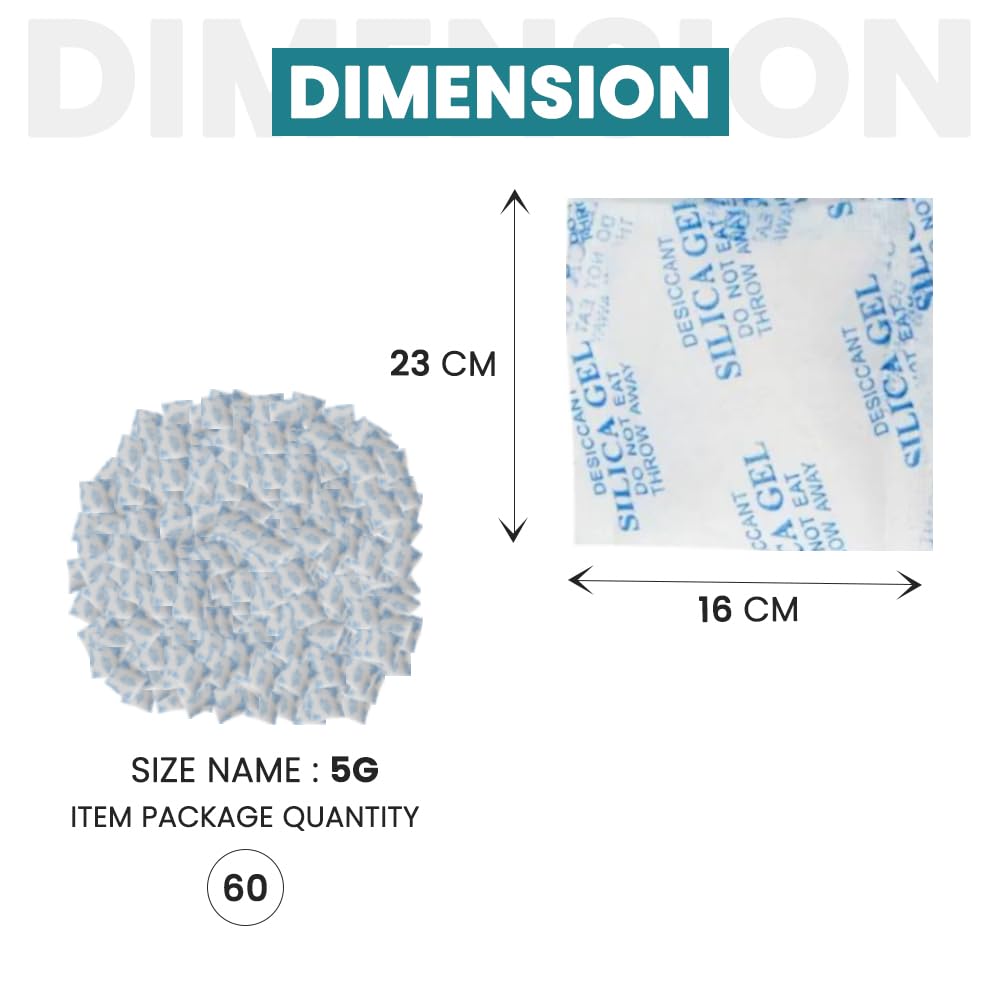 1ABOVE - 5 g Silicagel-Beutel, 60er-Packung | Trockenmittelbeutel zur Feuchtigkeitsaufnahme