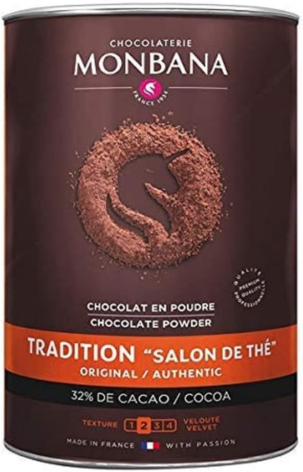 Monbana - Salon De The 1 kg traditionelles Heißschokoladenpulver mit 32 % Kakao
