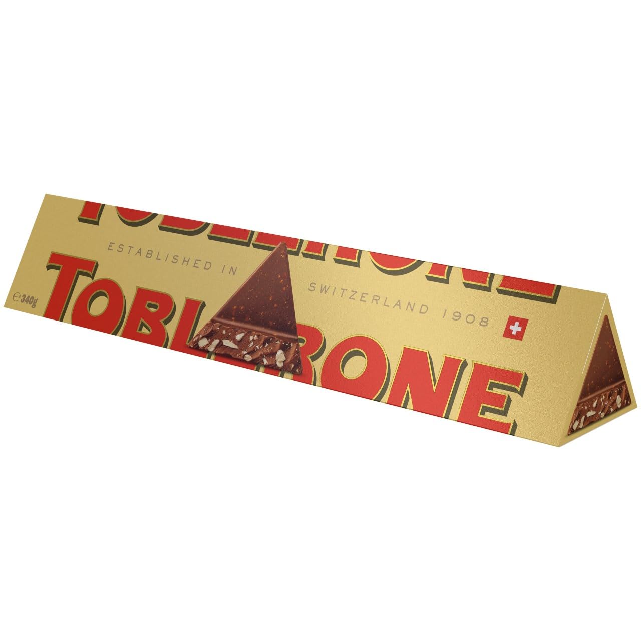 Toblerone - Milchschokolade mit Honig und Mandelnougat, große Geschenktafel, 340 g