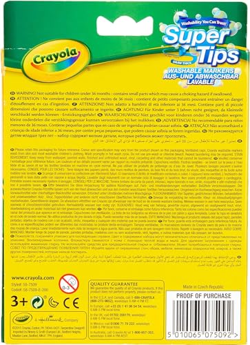 CRAYOLA SuperTips abwaschbare Marker – 12er-Pack, abwaschbare Tinte für Kinder ab 3 Jahren