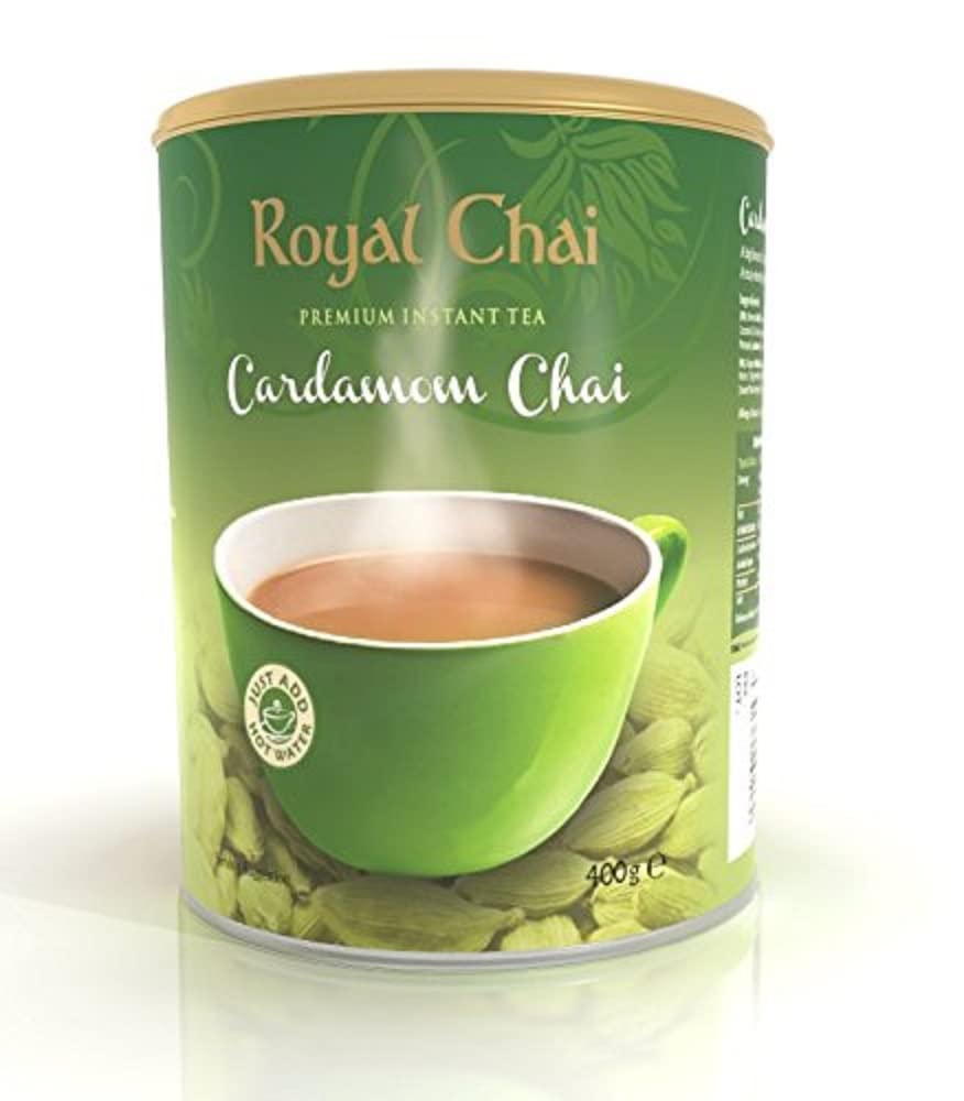 Royal Chai – Instant-Chai mit Kardamomgesüßt | 400-g-Becher | Ergibt 20 Tassen | Indischer Premium-Tee