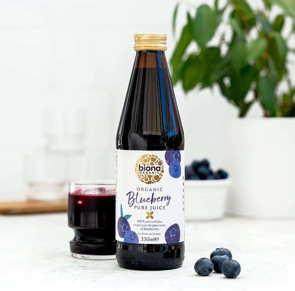 Biona Bio-Blaubeersaft, 330 ml – 100 % reiner Presssaft aus biologischem Anbau