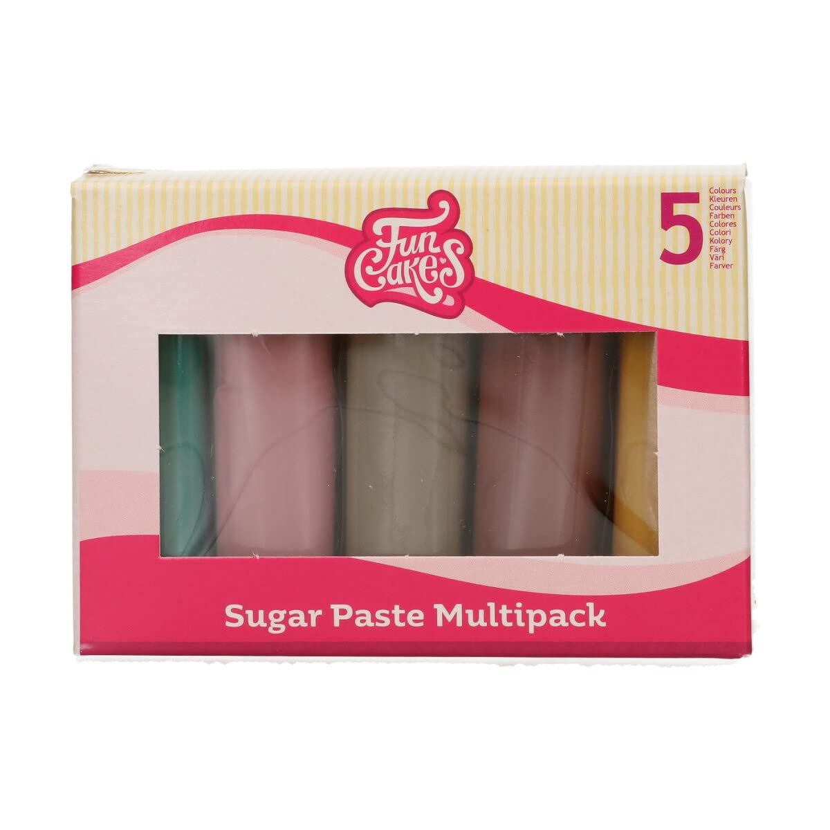 FunCakes Zuckerpaste Multipack Erdfarbenpalette - 5 x 100 g Vanille-Fondant zum Dekorieren von Kuchen