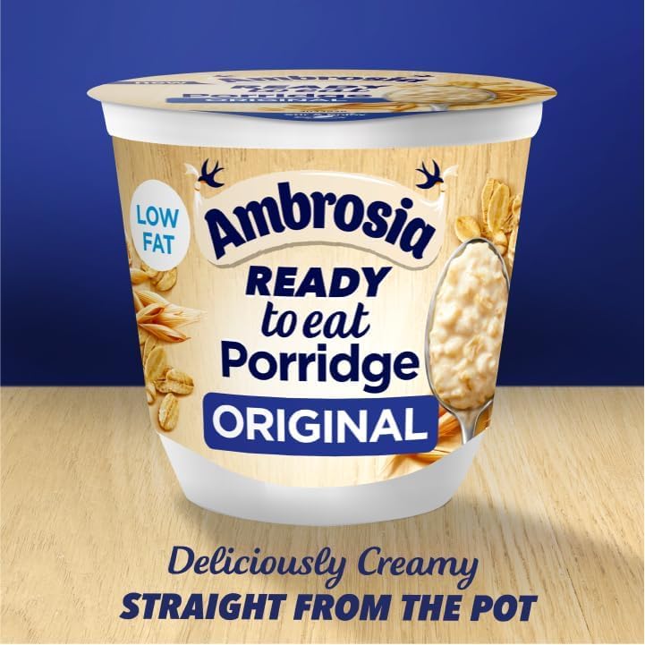 Ambrosia Original verzehrfertige Porridge-Töpfe mit britischem Vollkornhafer, 210 g (6er-Pack)