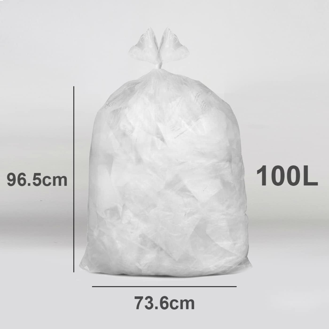 EcoBag 20er-Pack strapazierfähige Müllsäcke 100 l – 736 x 935 mm, transparente Müllbeutel aus Recyclingmaterial
