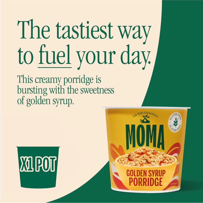 MOMA Instant-Porridge-Becher Golden Syrup 70 g – glutenfrei, ballaststoffreich, Proteinquelle