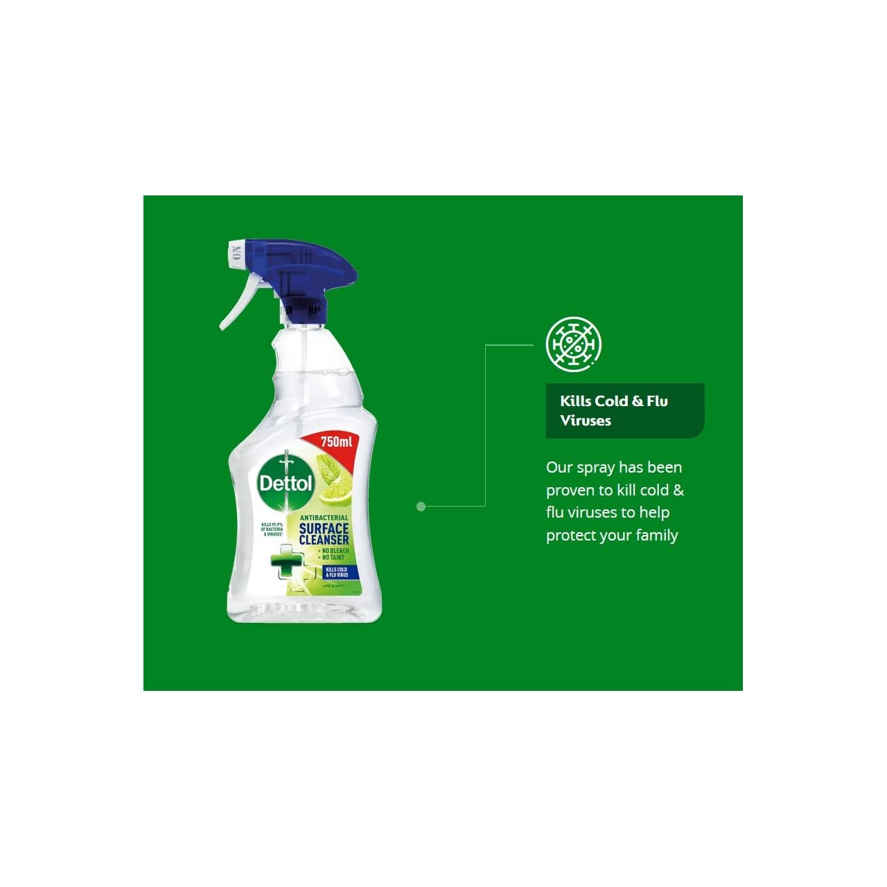 Dettol Antibakterielles Oberflächenreinigungsspray – Limette und Minze, 750 ml