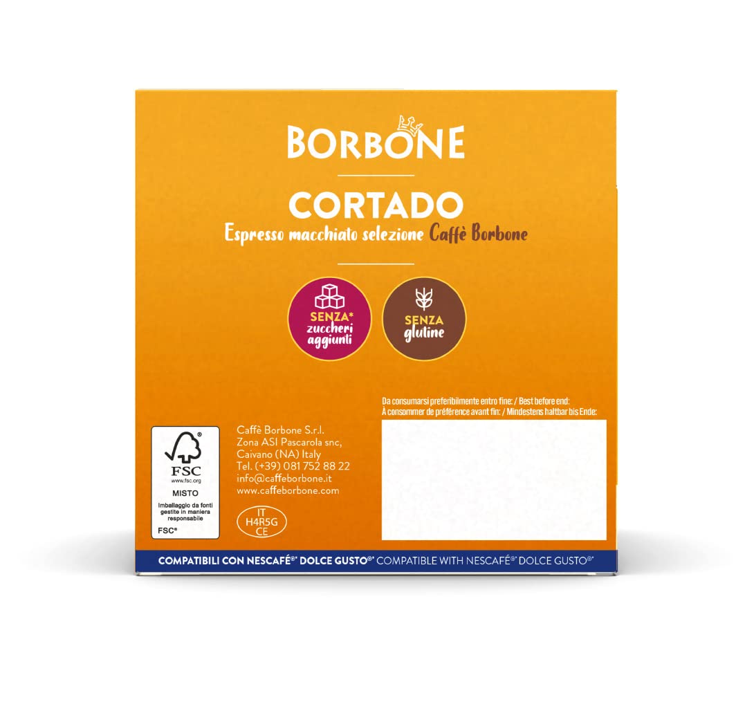 Caffè Borbone Cortado – Espresso Macchiato – 64 Kapseln (4 Packungen à 16) – kompatibel mit Nescafè Dolce Gusto