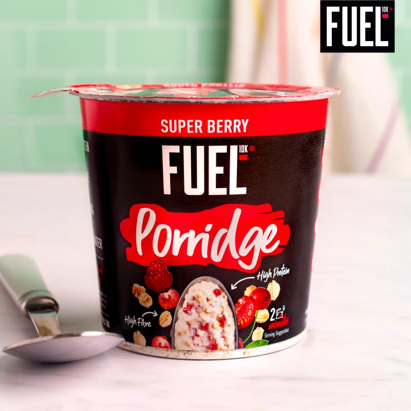 FUEL10K High Protein Super Berry Porridge Oat Cereal Pot, 70 g (Pack of 8)