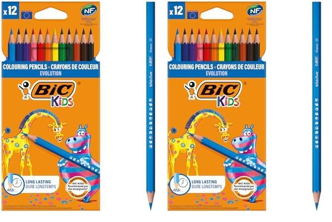 Bic Kids Evolution ECOlutions Buntstifte – Umweltfreundliches, langlebiges Design für Kinder ab 5 Jahren