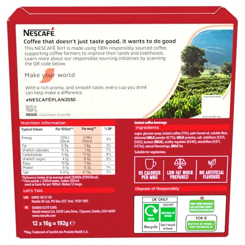 NESCAFÉ 3 IN 1 Original Instantkaffee (1 Packung mit 12 Beuteln)