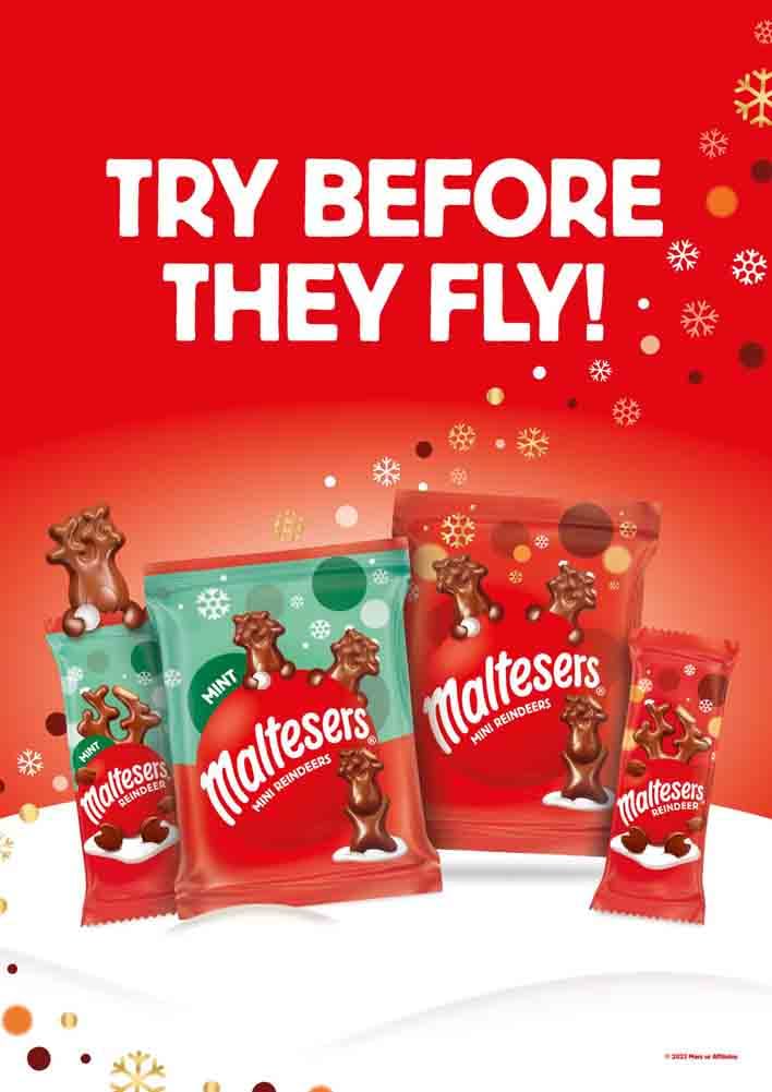 Maltesers - Mini-Rentiere aus Minzmilchschokolade, 59 g