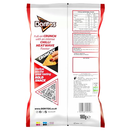 Doritos Chilli Heatwave Tortilla Chips zum Teilen, Beutel, 180 g