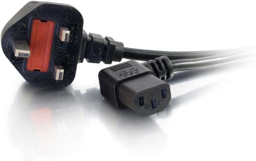 C2G 5 m 18 AWG rechtwinkliges Stromkabel IEC320C13R auf BS1363 – Hochleistungs-Kesselkabel