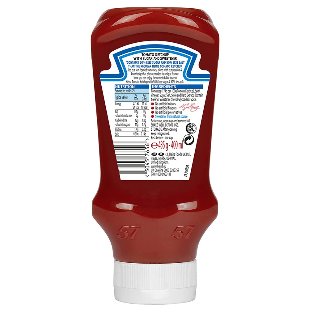 Heinz Tomatenketchup 50 % weniger Zucker und Salz, 435 g