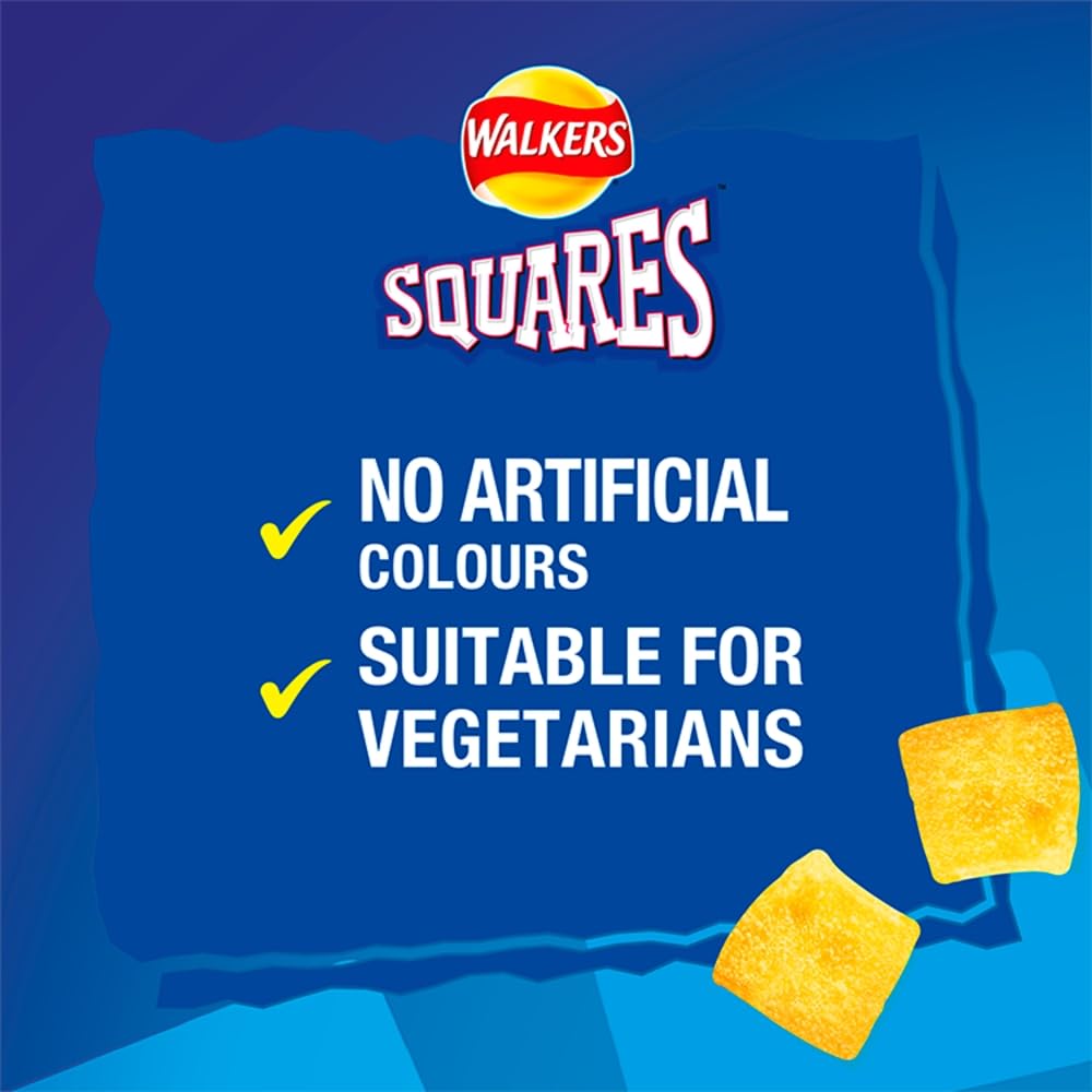 Walkers Squares Salz- und Essig-Kartoffelsnacks 27,5 g – 32er-Pack