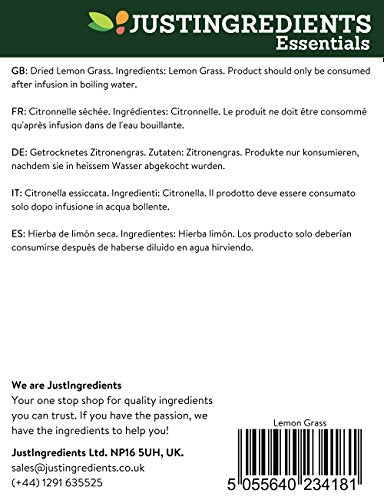 JustIngredients Getrocknetes Zitronengras 250 g – Cymbopogon citratus zum Kochen, für Tee und Kräutertees