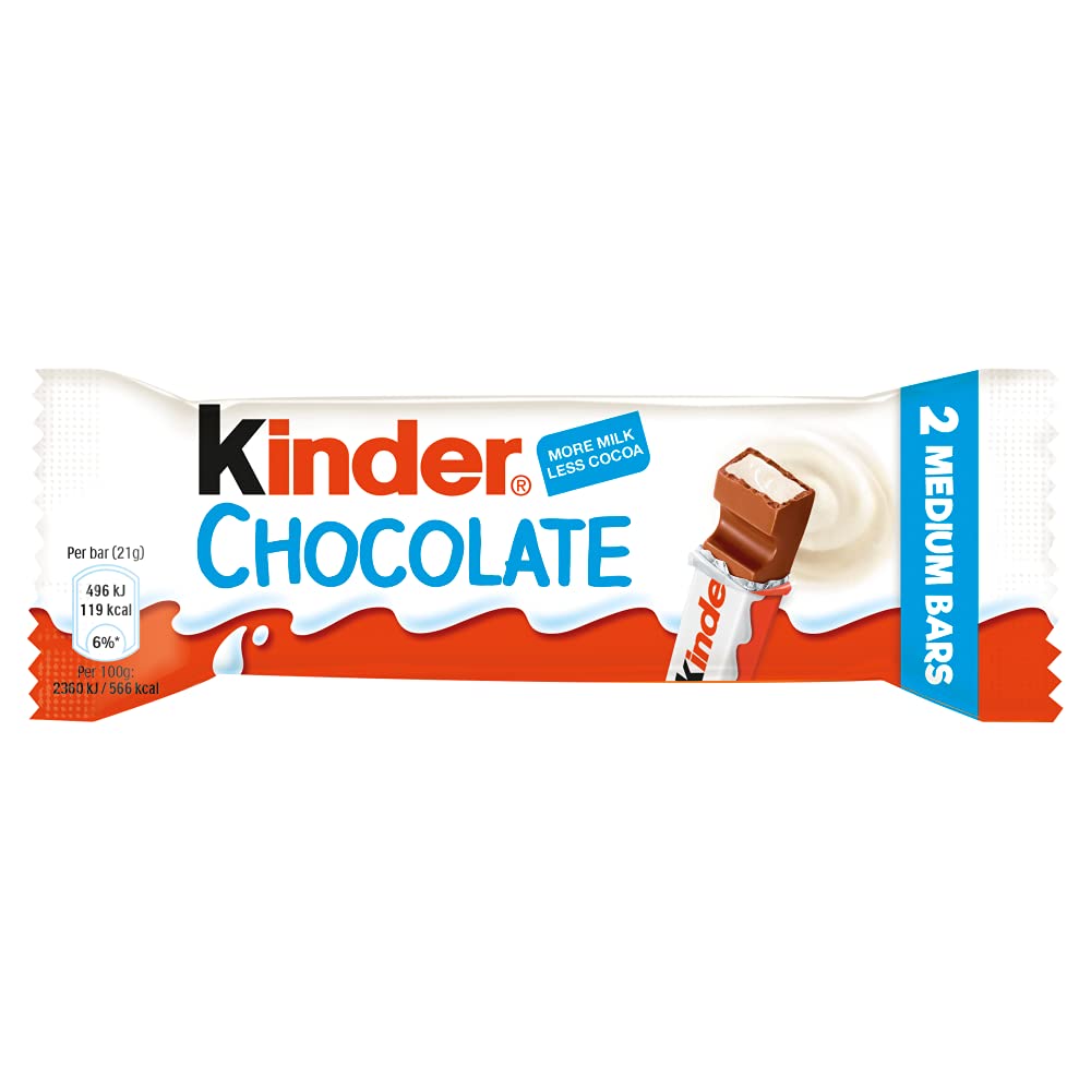 Kinder Milky Chocolate Medium Riegel 42g (2 x 21g) - Milchschokolade mit mehr Milch weniger Kakao