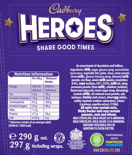 Cadbury Heroes, verschiedene Miniatur-Schokoriegel, 290 g Karton