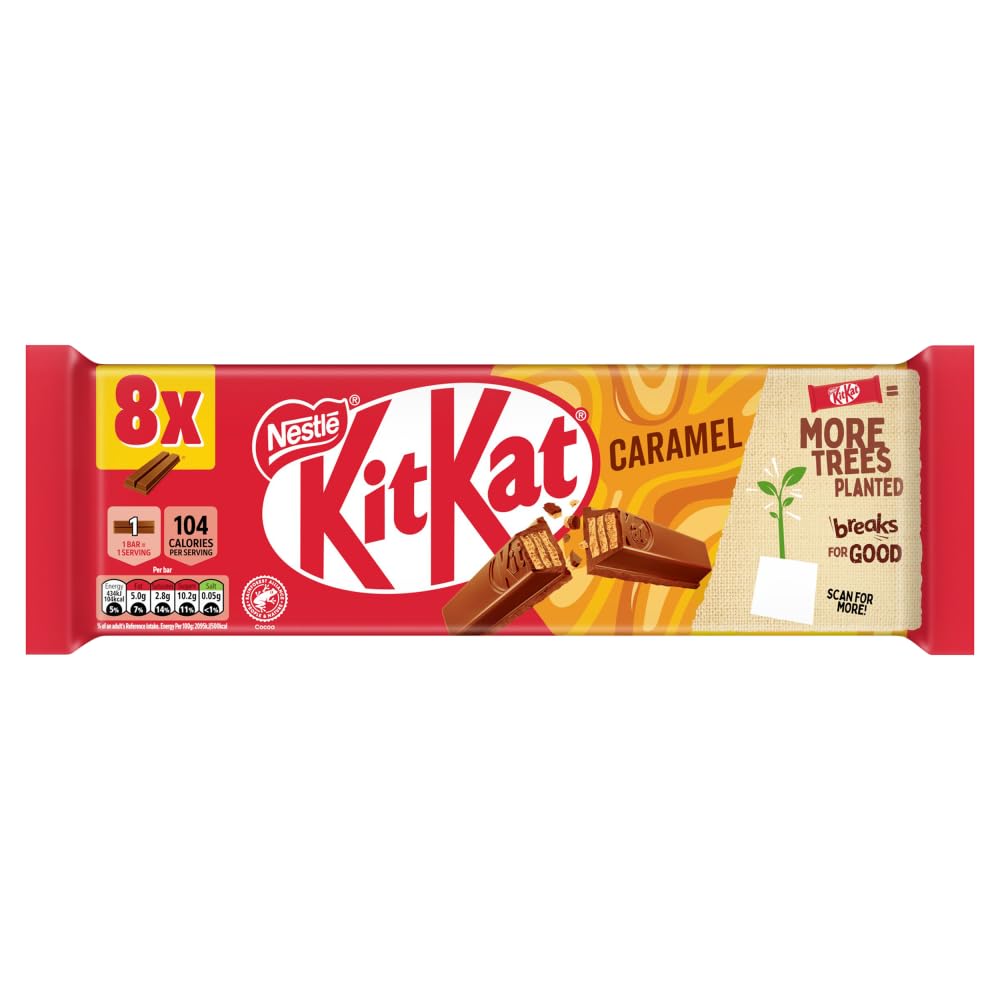 KitKat 2 Finger Karamell-Schokoladenkeksriegel – 8er-Pack (8 x 20,7 g)