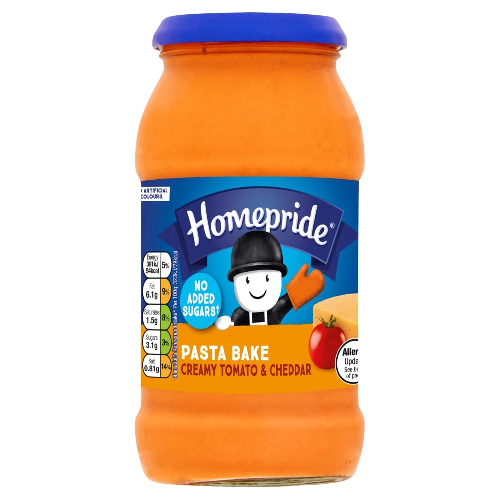 Homepride Cremige Tomaten-Cheddar-Pasta-Auflaufsauce, ohne Zuckerzusatz, 485 g