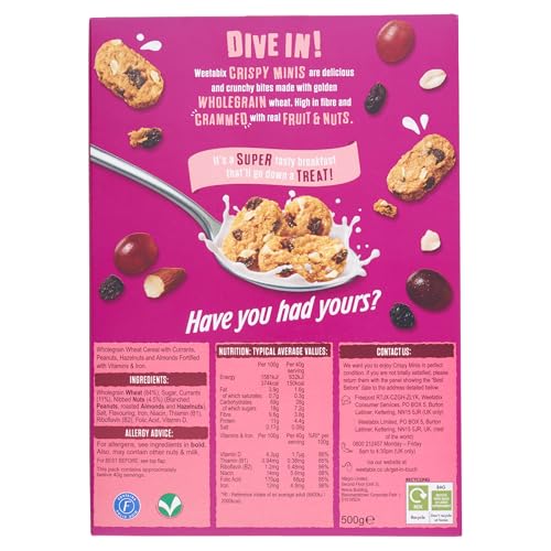 Weetabix Crispy Minis Frucht- und Nuss-Frühstücksflocken, 500 g