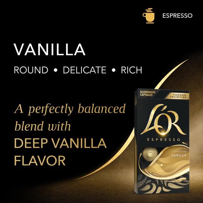 L'OR Espresso Vanillegeschmack – Aluminium-Kaffeekapseln (10er-Packung, insgesamt 100 Kapseln)