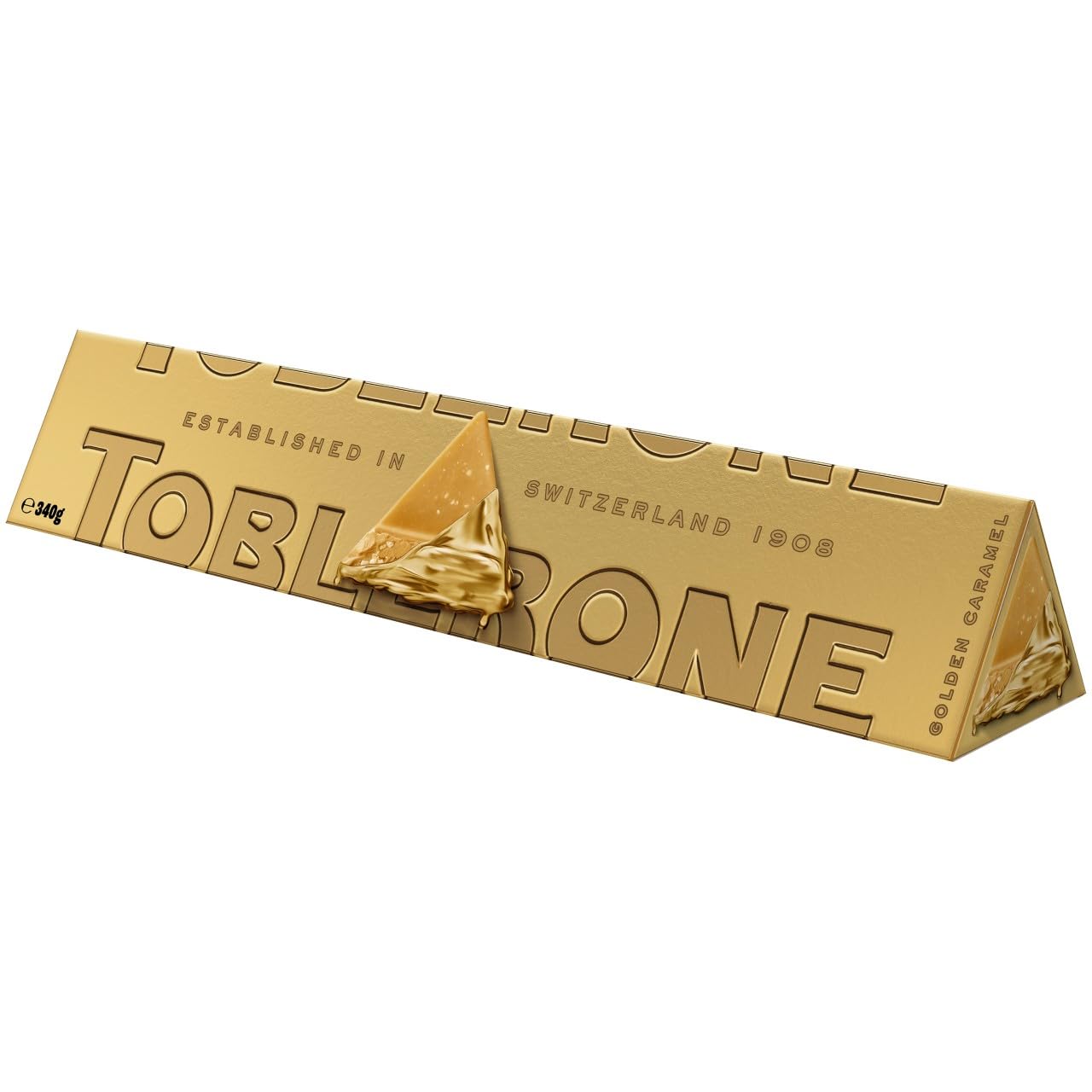 Toblerone Goldene Milchschokolade, Honig und Mandelnougat, große Geschenktafel, 340 g